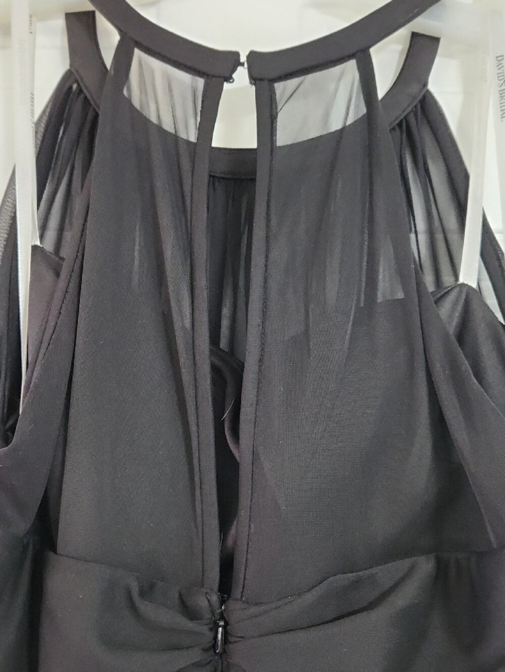 David's Bridal Black Halter Neck Beaded Gown - Picture 5 of 12